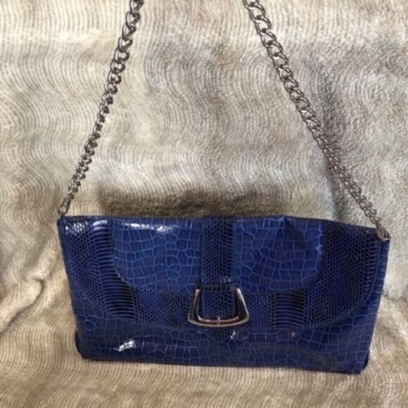 WHITE HOUSE BLACK MARKET Envelope Bag Blue EUC - Picture 6 of 7